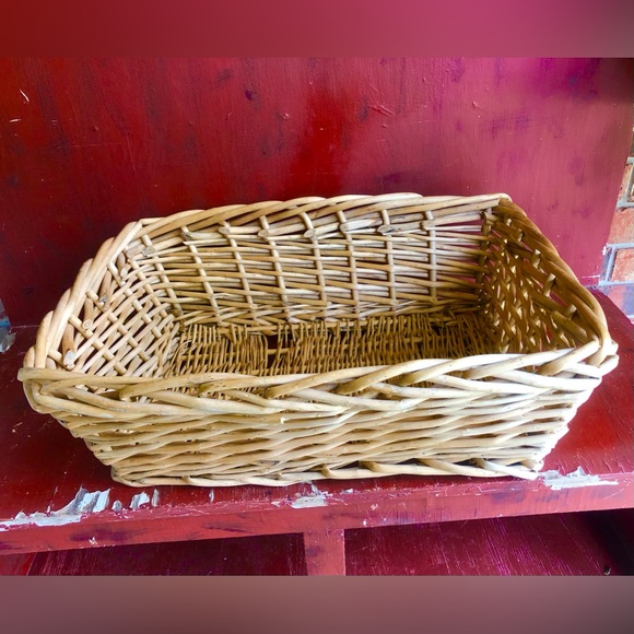 9669 VTG Heavy Woven Towel quilt throw Storage Basket Pet Bed Tan Rectangle - Picture 10 of 14